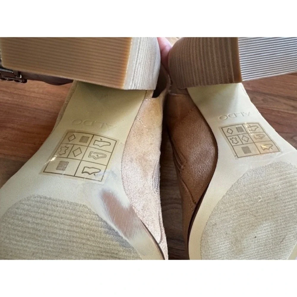 Aldo Winker Over the Knee‎ Thigh High Suede Boots Nude Beige 6.5 Open Heel